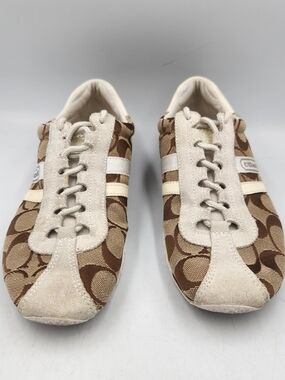 Coach Katelyn Lace-Up Signature C  Sneakers Womens 6.5 Brown White Casual